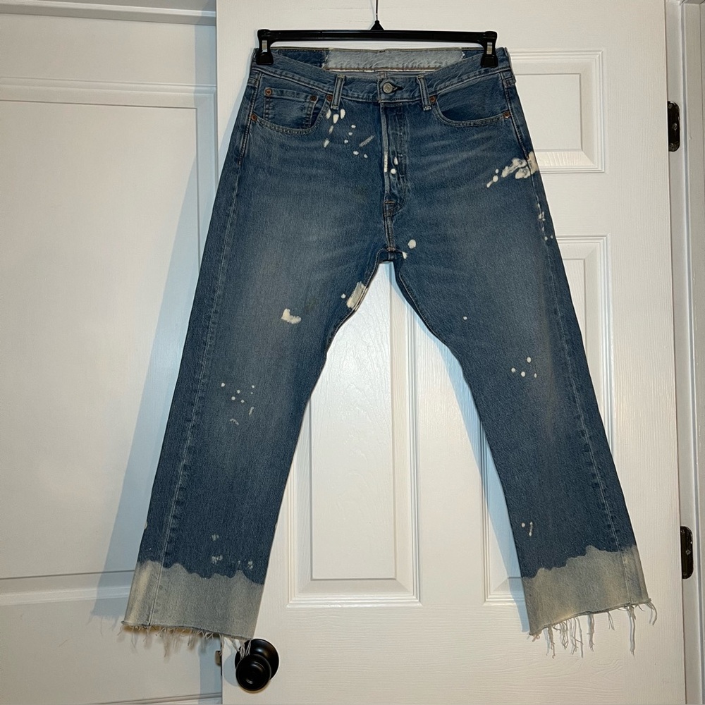 Levi's Blue Distressed Ankle Jeans